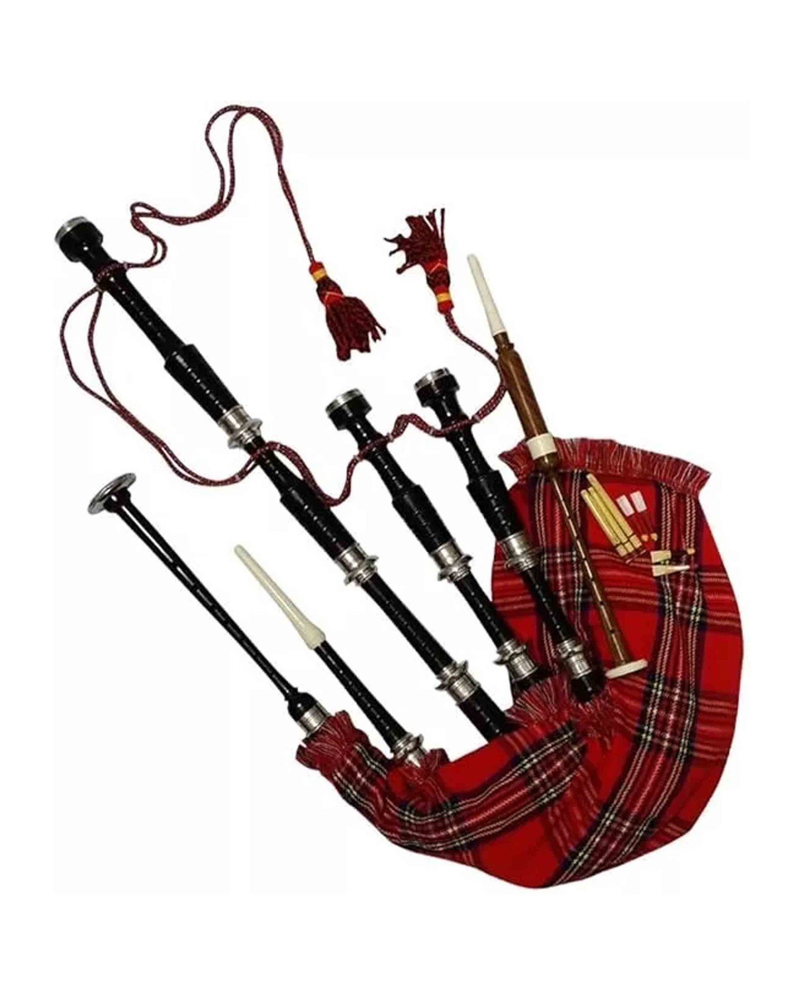 Scottish Bagpipe Silver Plain Mounts Black Finish Highland Scottish Bagpipe Silver Plain Mounts Black Finish Highland