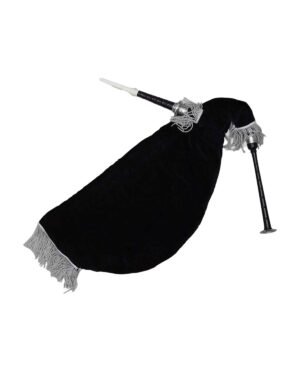 Scottish Bagpipe Silver Plain Mounts Black Finish
