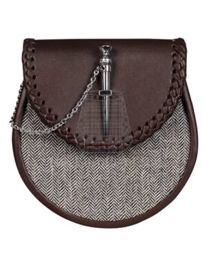 Brown Leather and Gray Tweed Day Sporran