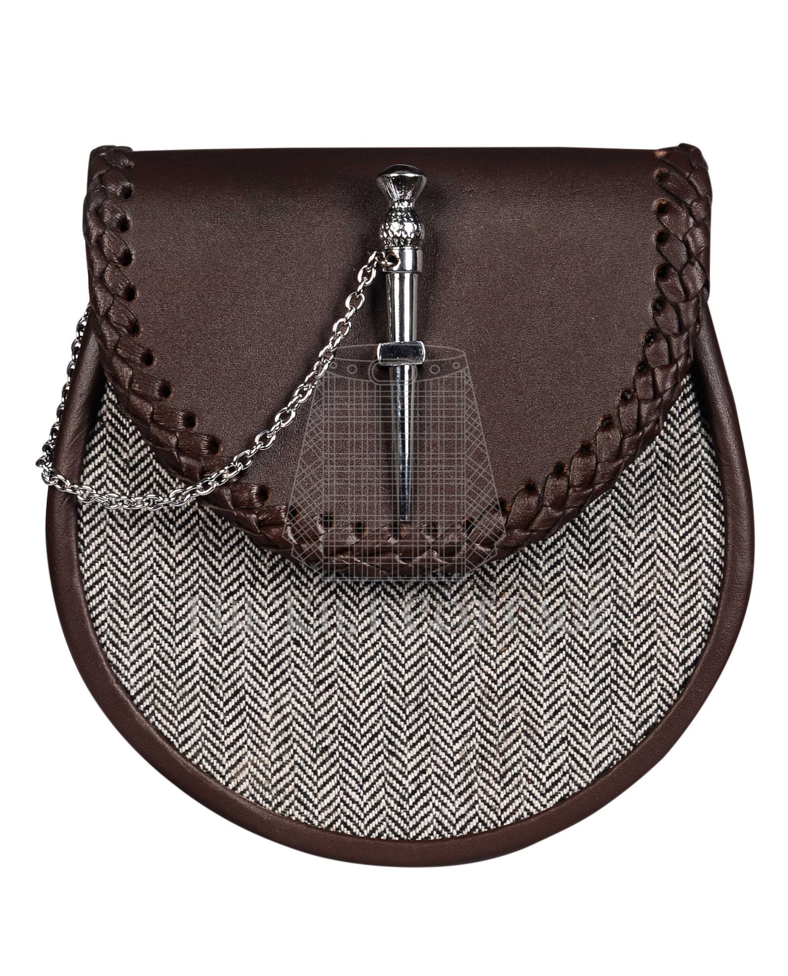 Brown Leather and Gray Tweed Day Sporran