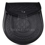 Double Embossed Black Leather Day Sporran
