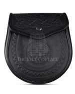 Double Embossed Black Leather Day Sporran