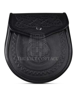 Double Embossed Black Leather Day Sporran