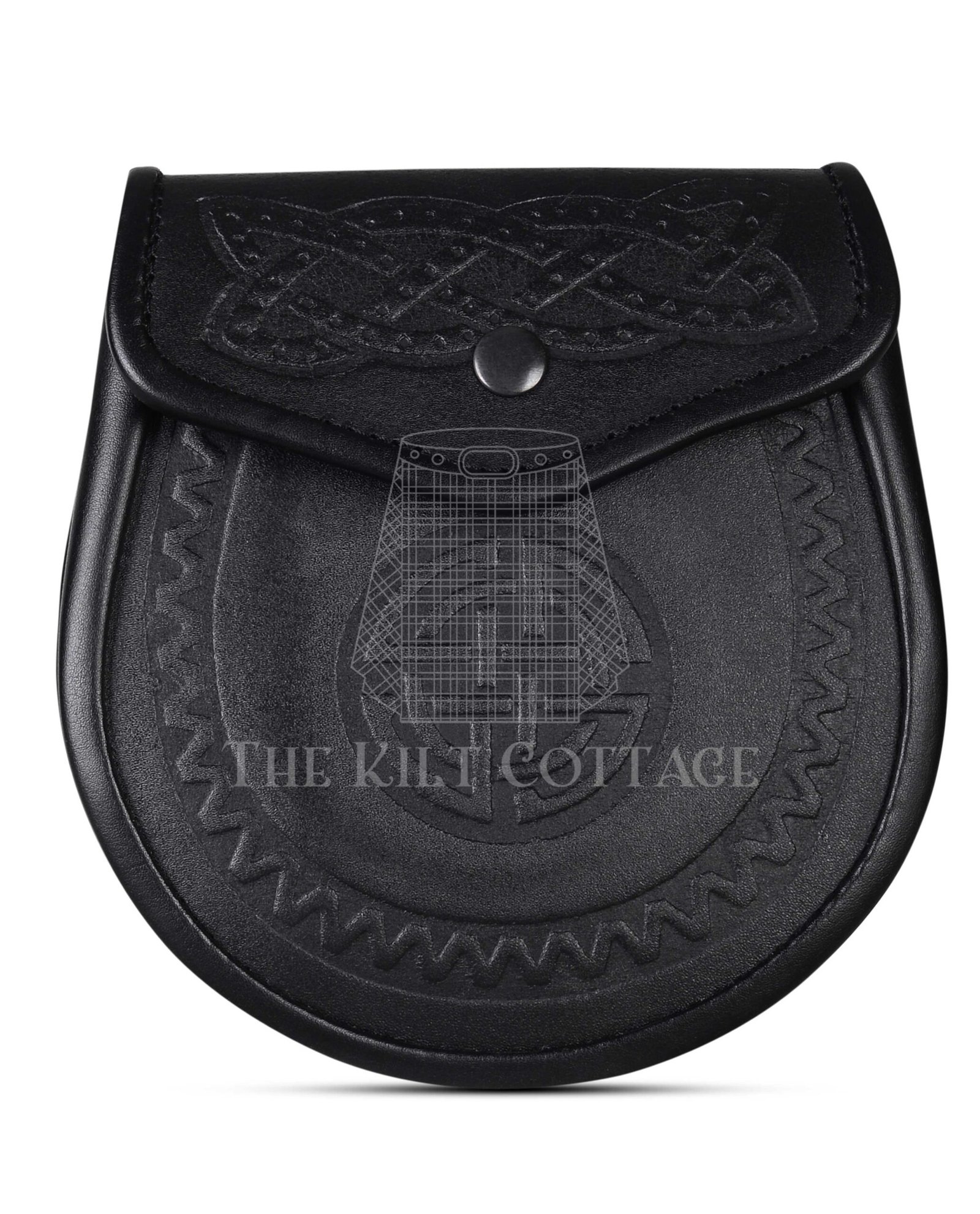 Double Embossed Black Leather Day Sporran