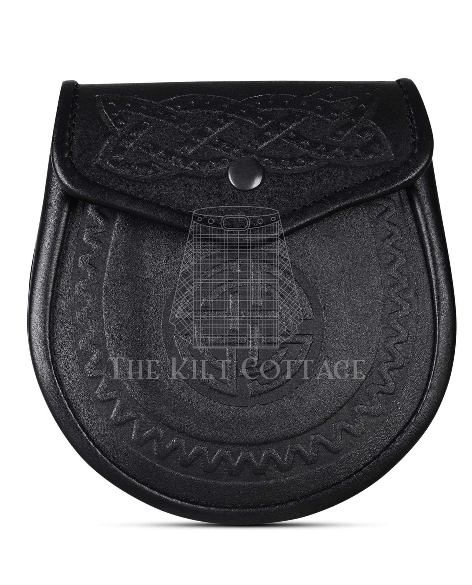 Double Embossed Black Leather Day Sporran