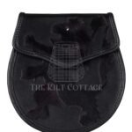 Rampant Lion Theme Black Leather Day Sporran