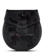 Rampant Lion Theme Black Leather Day Sporran
