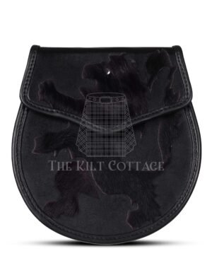 Rampant Lion Theme Black Leather Day Sporran
