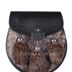 Black Leather Brown Rabbit Fur Semi Dress Sporran