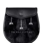 Black Leather Rabbit Fur Semi Dress Sporran