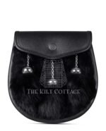 Black Leather Rabbit Fur Semi Dress Sporran