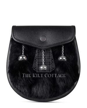 Black Leather Rabbit Fur Semi Dress Sporran