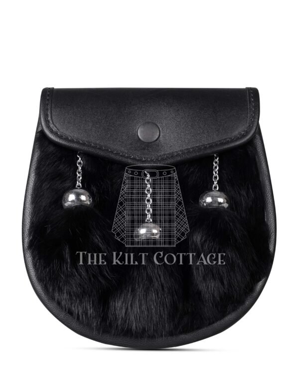 Black Leather Rabbit Fur Semi Dress Sporran