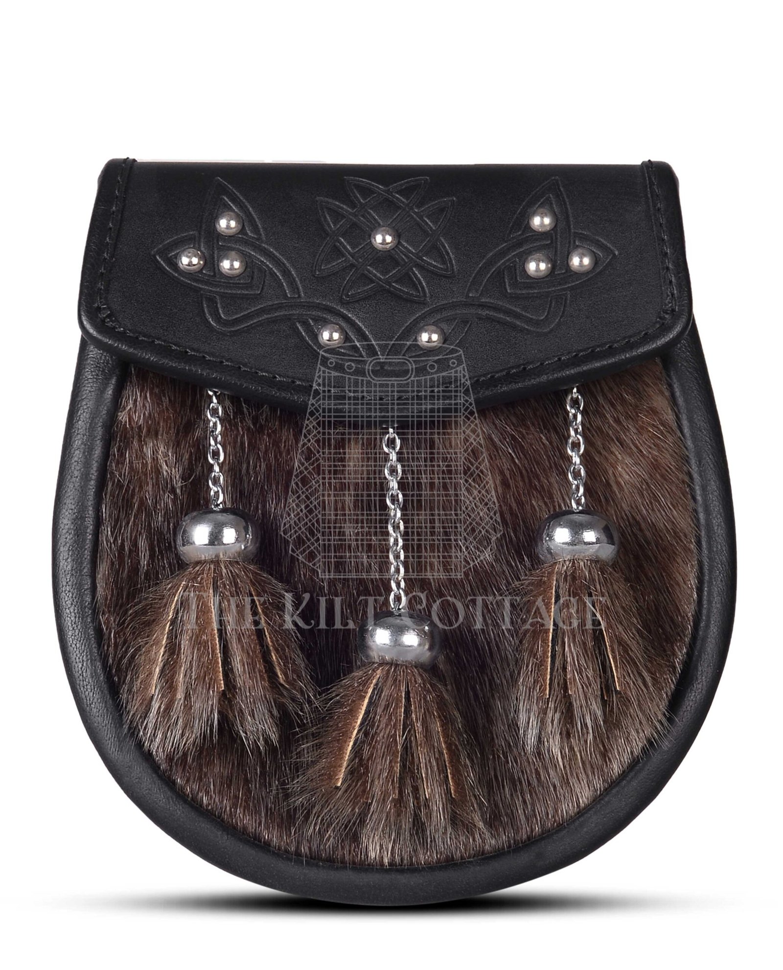 Brown Seal Fur Semi Dress Embossed Semi Dress Sporran