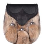 Coyote Fur Black Leather Bumble Bee Flap Semi Dress Sporran
