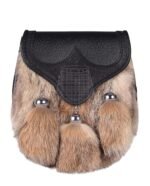 Coyote Fur Black Leather Bumble Bee Flap Semi Dress Sporran