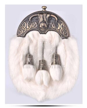 Brass Highland Cow White Rabbit Full Dress Sporran