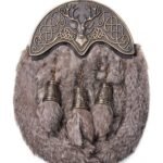 Brass Stag Head Brown Rabbit Fur Full Dress Sporran