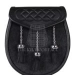 Celtic Knot Embossed Black Bovine Fur Semi Dress Sporran