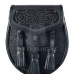 Black Leather Celtic Knot Laser Etch Day Sporran