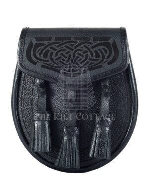 Black Leather Celtic Knot Laser Etch Day Sporran