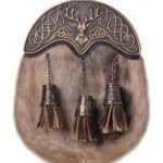 Brass Stag Head Seal Fur Full Dress Sporran