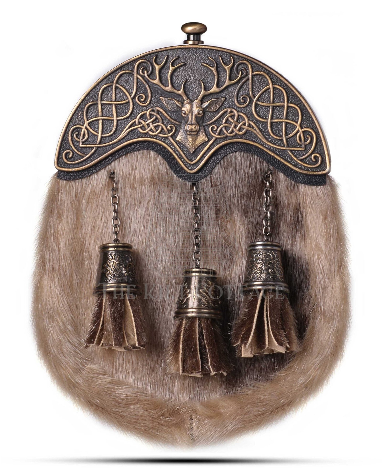 Brass Stag Head Seal Fur Full Dress Sporran