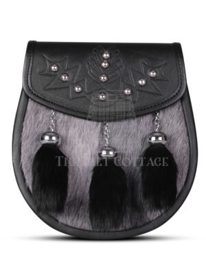 Grey Black Rabbit Fur Semi Dress Sporran