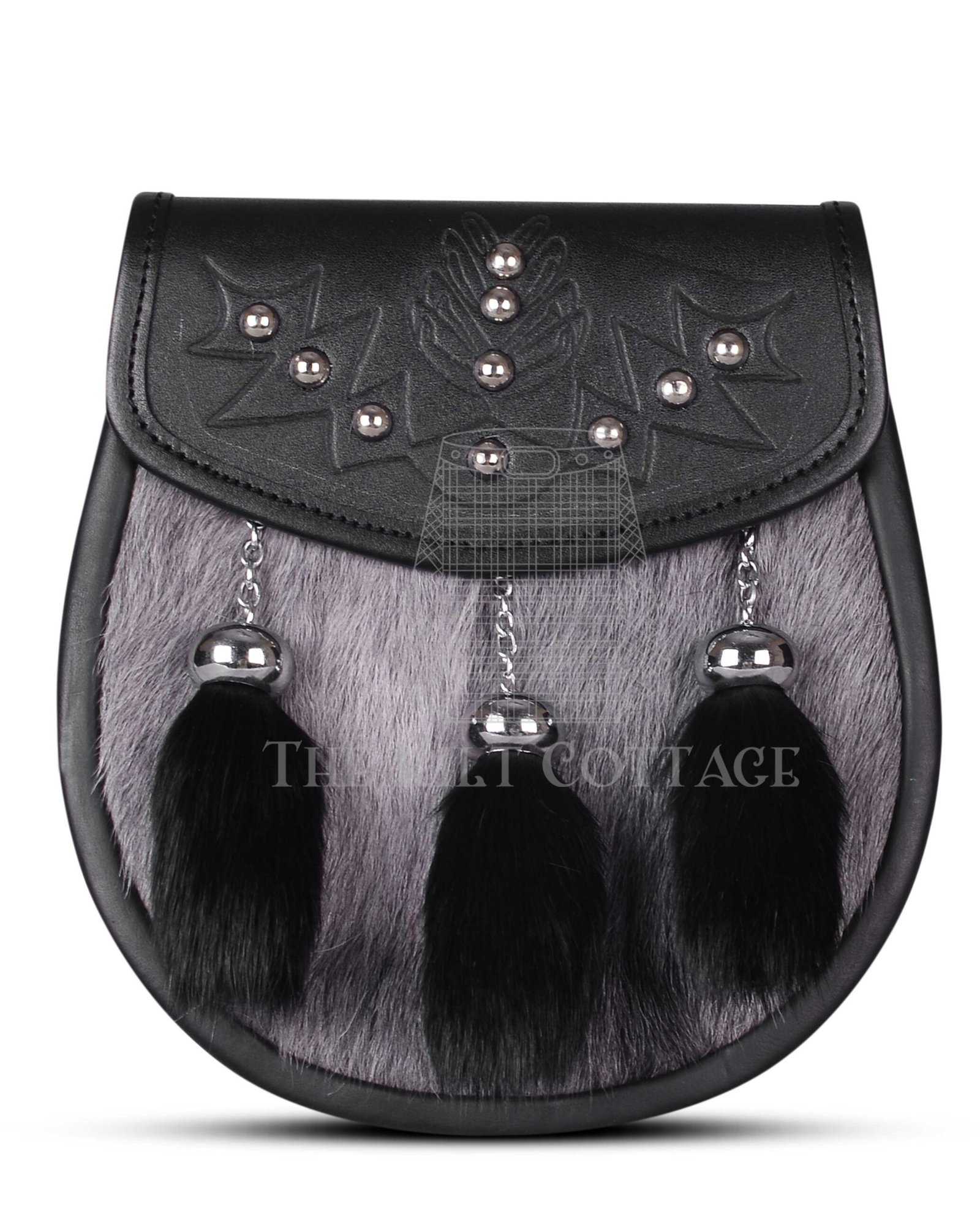 Grey Black Rabbit Fur Semi Dress Sporran