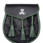 Shamrock Emblem Black Rabbit Fur Semi Dress Sporran