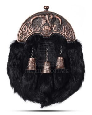 Bronze Highland Cow Black Rabbit Fur Full Dress Sporran