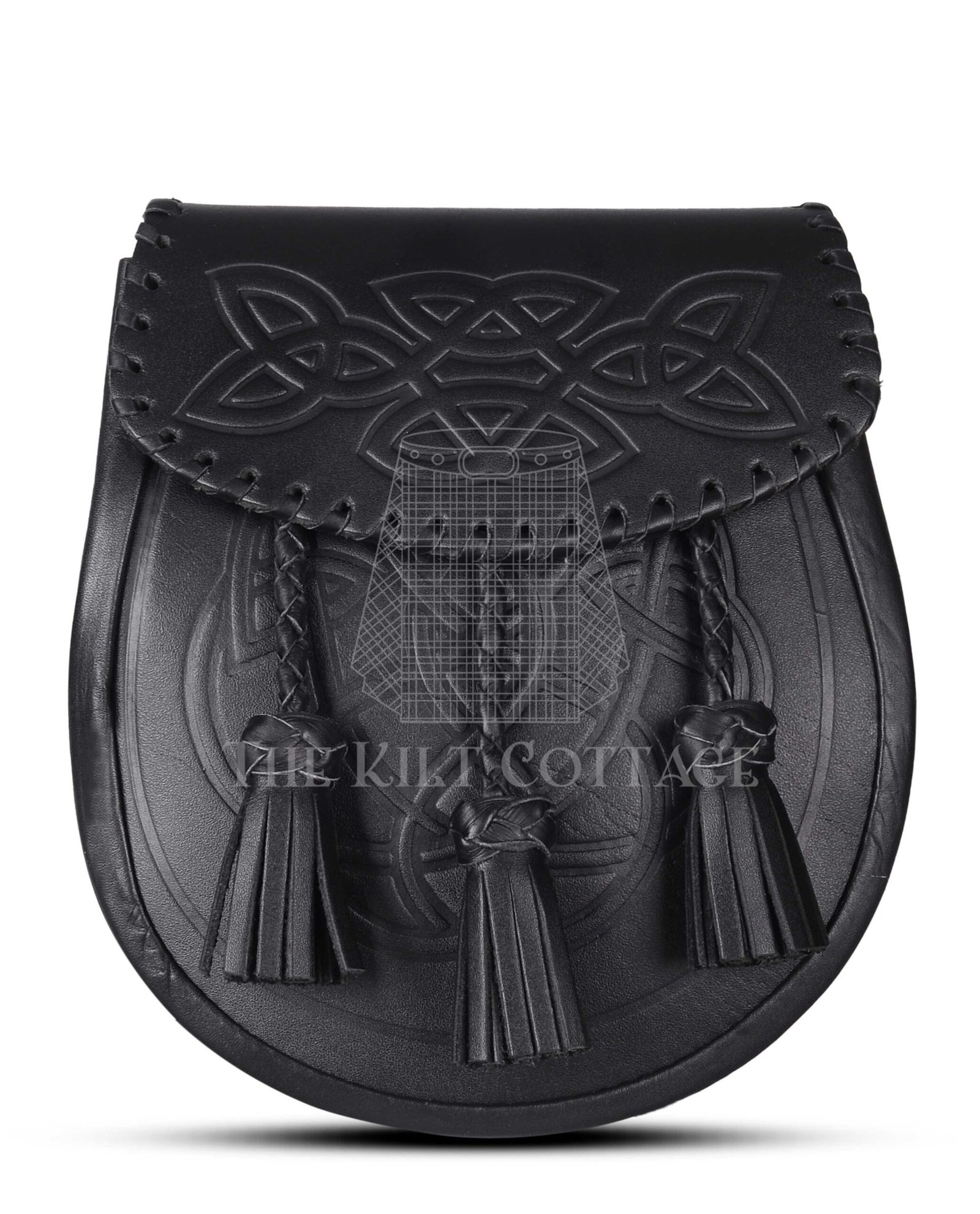 Black Leather Embossed Day Sporran