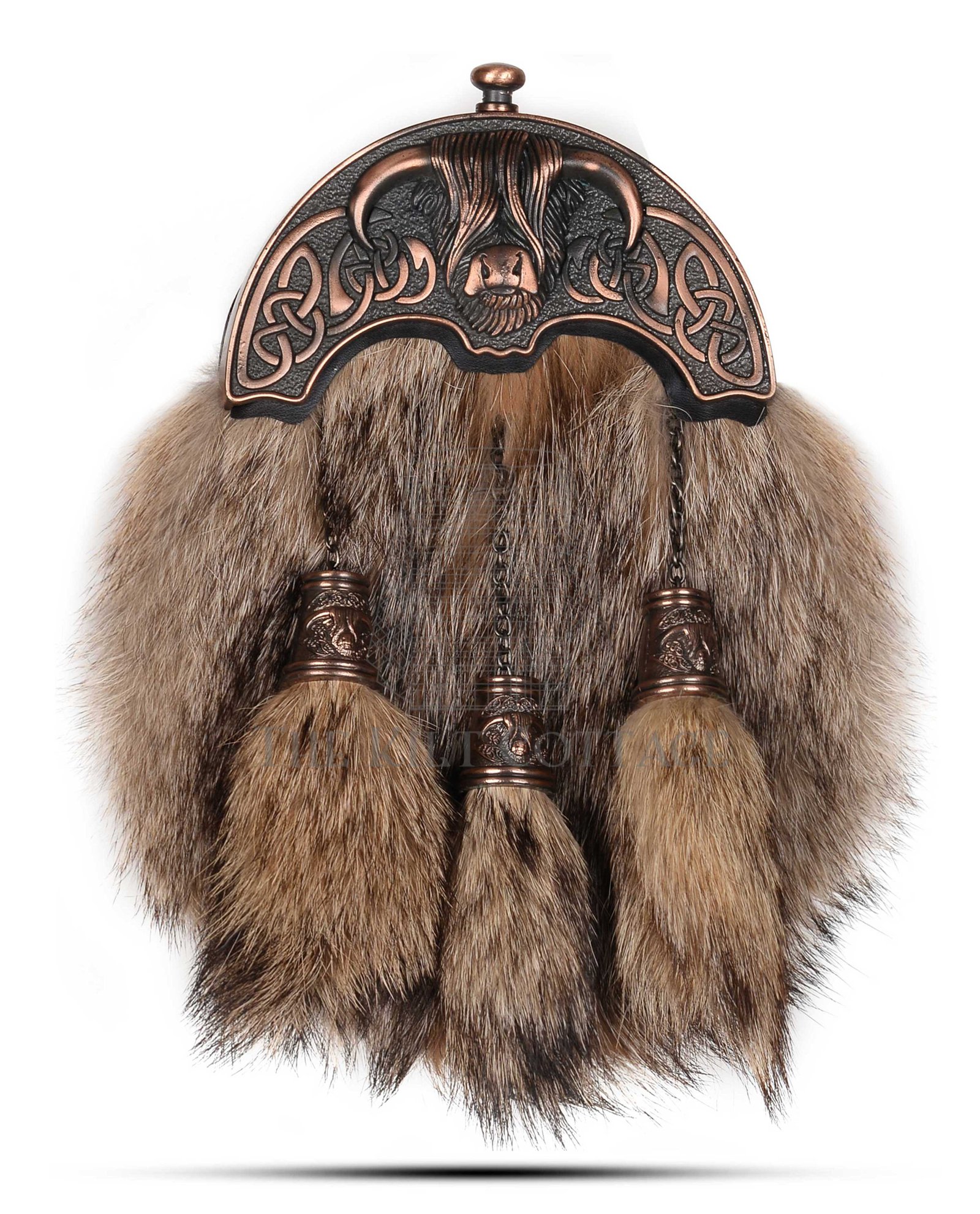 Bronze Highland Cow Coyote Fur Full Dress Sporran Bronze Highland Cow Coyote Fur Full Dress Sporran