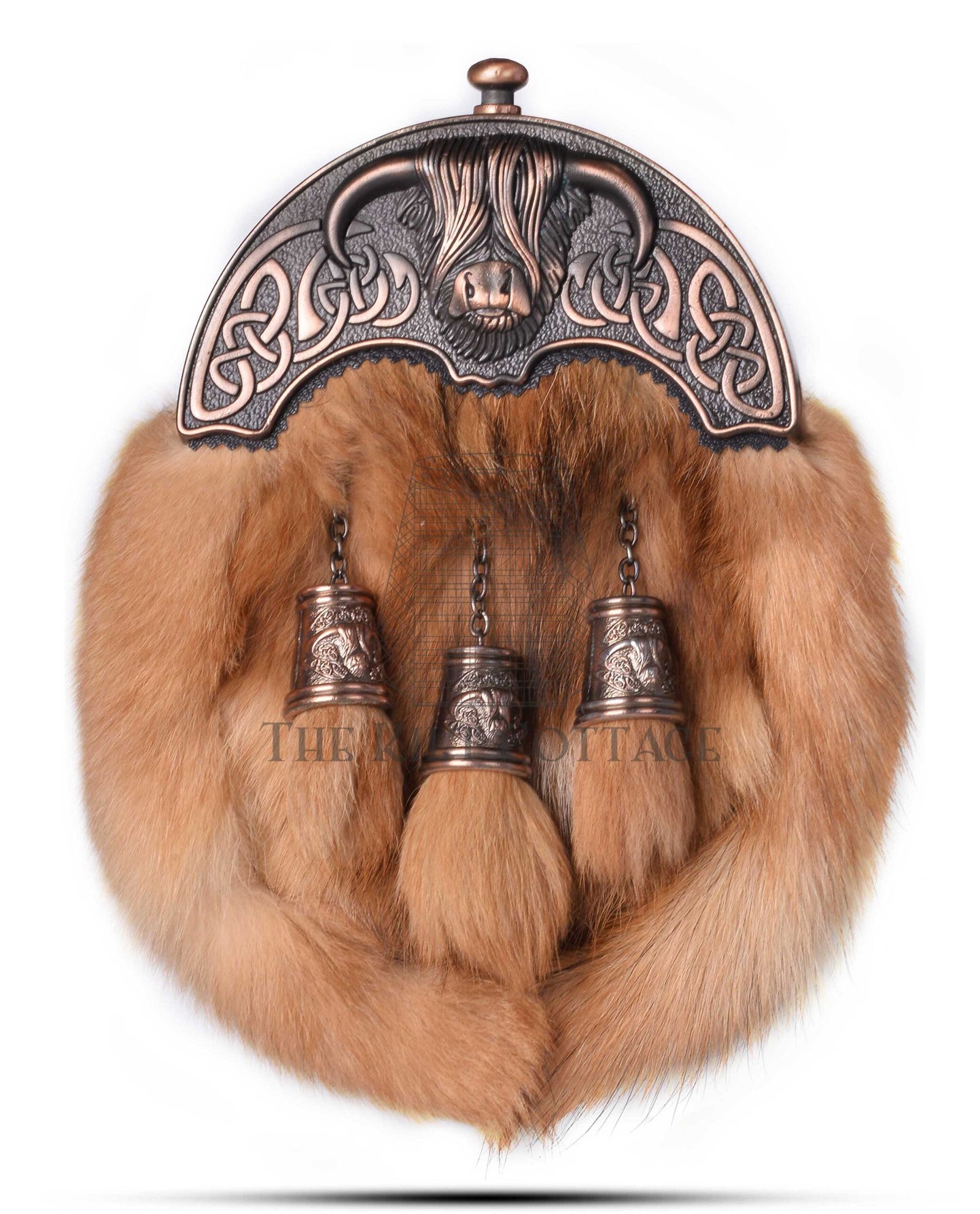 Bronze Highland Cow Red Fox Fur Full Dress Sporran