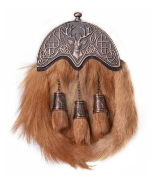 Bronze Stag Head Red Fox Fur Full Dress Sporran