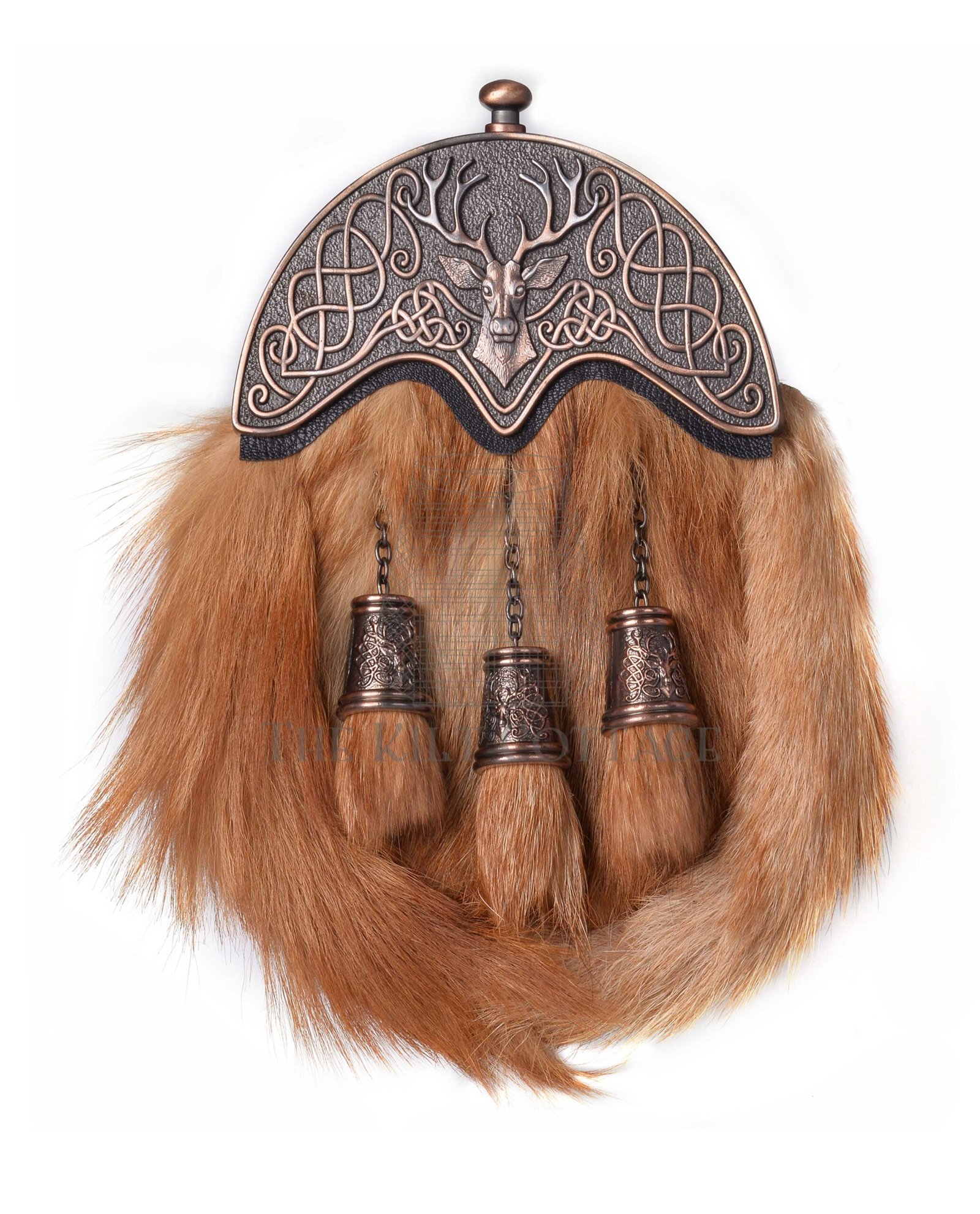 Bronze Stag Head Red Fox Fur Full Dress Sporran