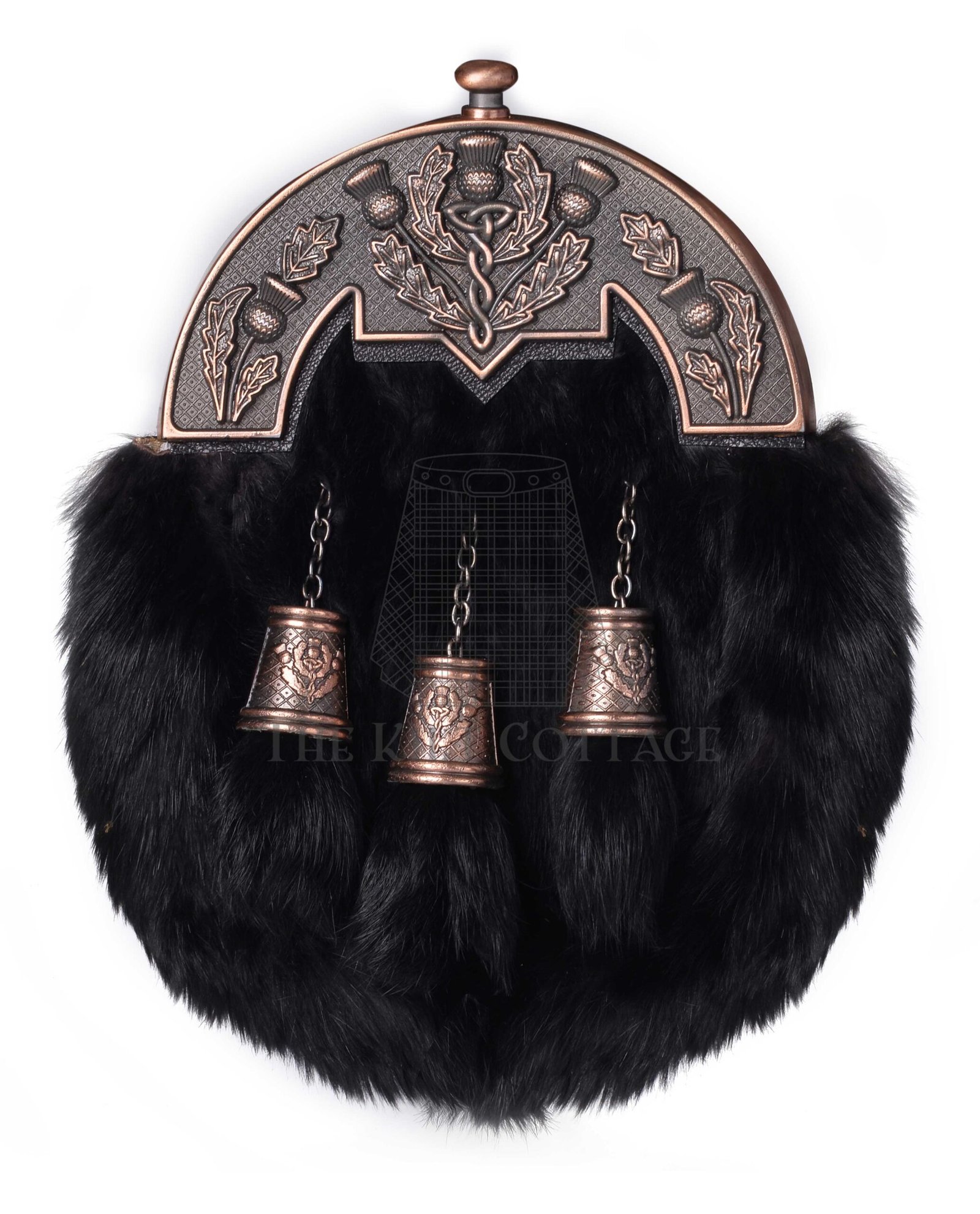 Bronze Thistle Black Rabbit Fur Full Dress Sporran