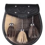 Special Embossed Black Leather Seal Fur Semi Dress Sporran