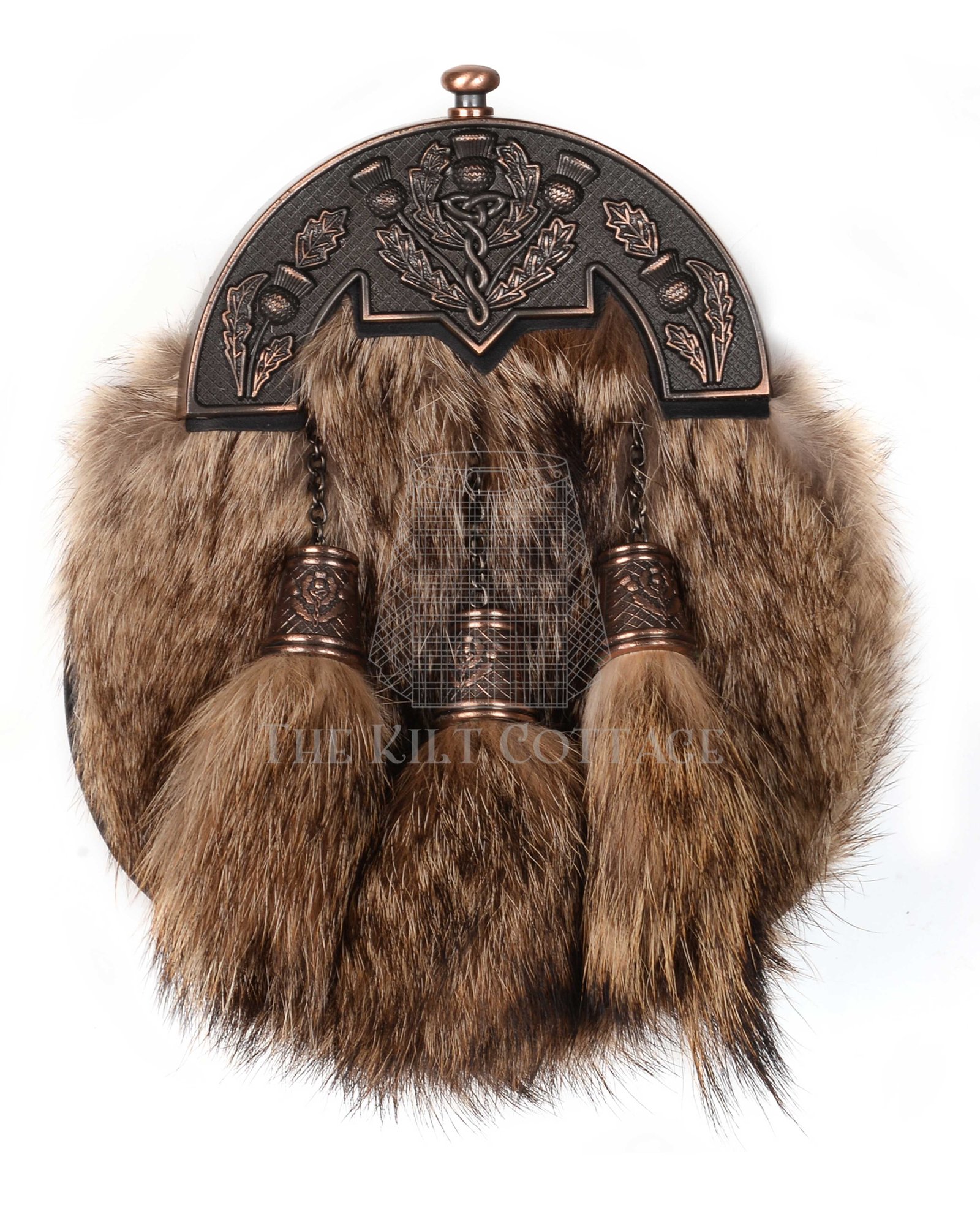 Bronze Thistle Coyote Fur Full Dress Sporran Bronze Thistle Coyote Fur Full Dress Sporran