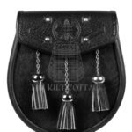 Special Embossed Black Leather Semi Dress Sporran