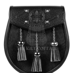 Special Embossed Black Leather Semi Dress Sporran