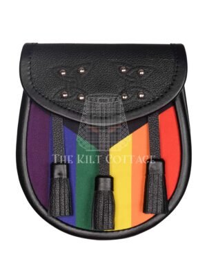 Black Leather LGBTQ Pride Flag Dress Sporran