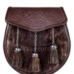 Special Embossed Brown Leather Seal Fur Semi Dress Sporran