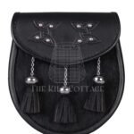 Celtic Knots Black leather Black Bovine Fur Semi Dress Sporran