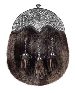 Silver Stag Head Dark Seal Fur Full Dress