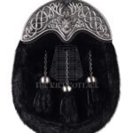 Nickle Brushed Stag Head Black Seal Fur Full Dress Sporran