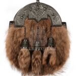 Nickel Brushed Thistle Coyote Fur Full Dress Sporran