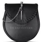Black Leather Pin Lock Plain Day Sporran