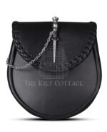 Black Leather Pin Lock Plain Day Sporran