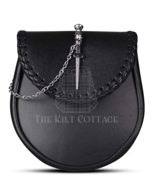 Black Leather Pin Lock Plain Day Sporran